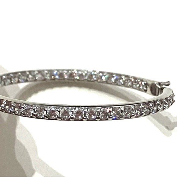 Sterling Silver 925 CZ Inside Out Hoop Earrings - Picture 4 of 11